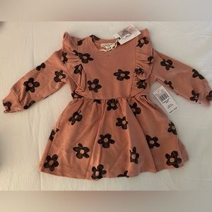 Jessica Simpson Rust Colored Baby Girl Dress with Black Flowers